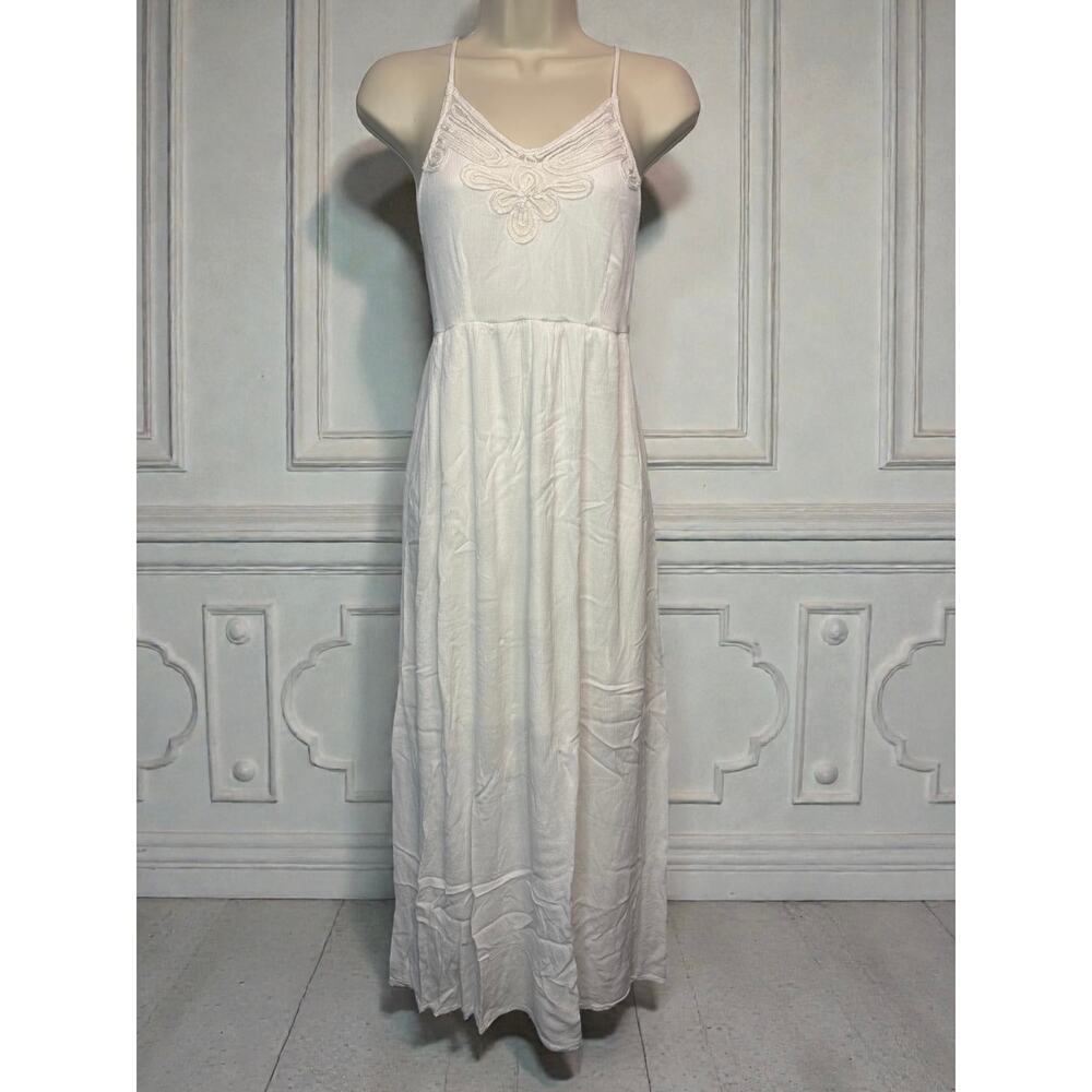 Japna Cream Embroidered Floral Cami Dress XS Boho Festival Cottagecore Wedding